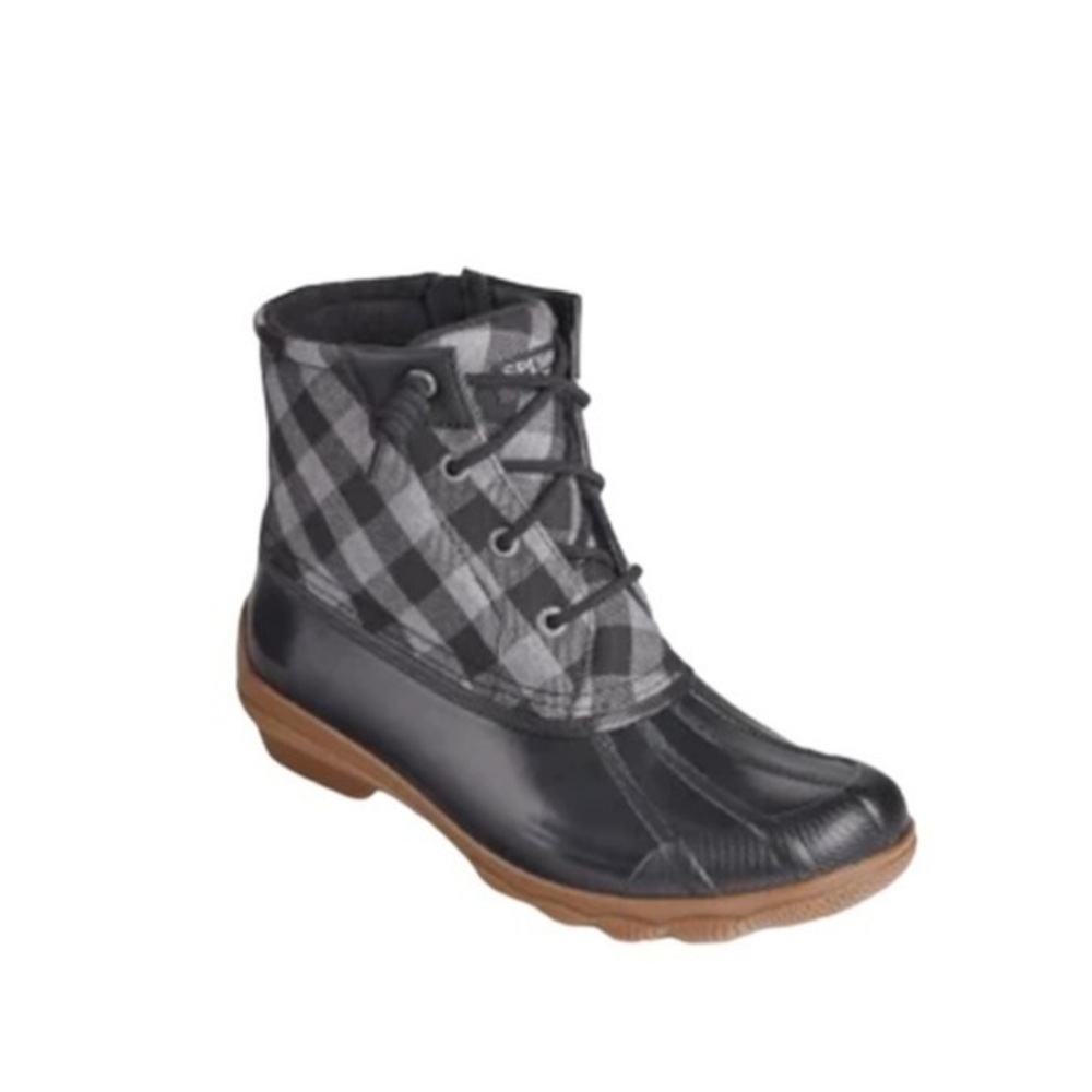 SPERRY Syren Gulf Duck Boots black multi checkered size 9